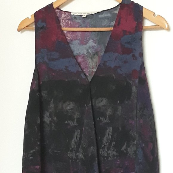 Rachel Rachel Roy Sleeveless Multi-Colour Tunic Top w/Asymmetrical Hemline, Sz.M - Picture 2 of 13